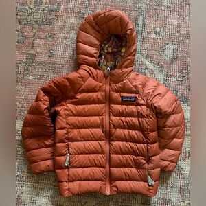 Kids Toddler 4T Patagonia Rust Reversible Down Sweater Hoody Quilted Jacket